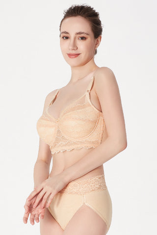 Full Cut (Angel Touch) Slim Bra (Lace + ION) - Beige