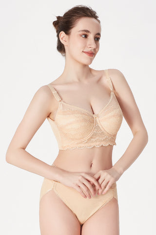 Full Cut (Angel Touch) Slim Bra (Lace + ION) - Beige